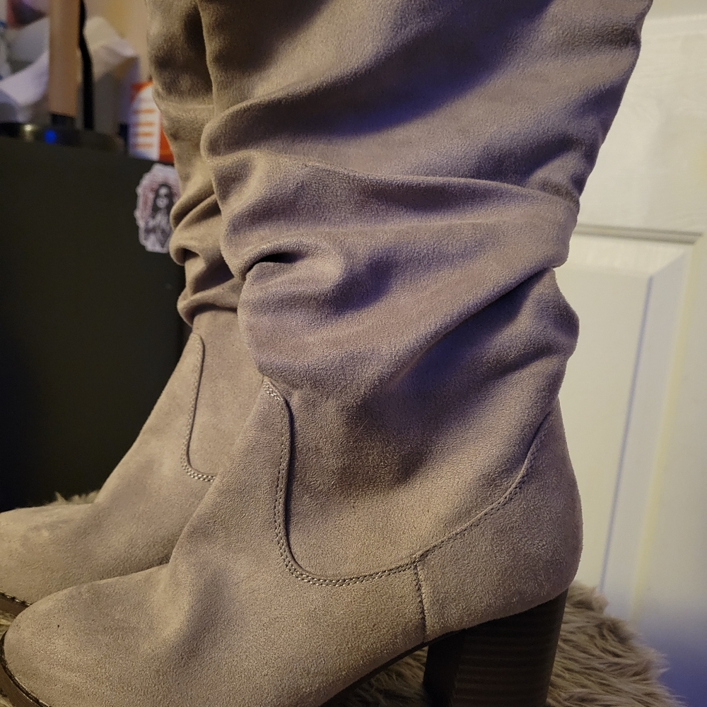 Journee Collection Womens Aneil Over the Knee Boots Stacked Heel